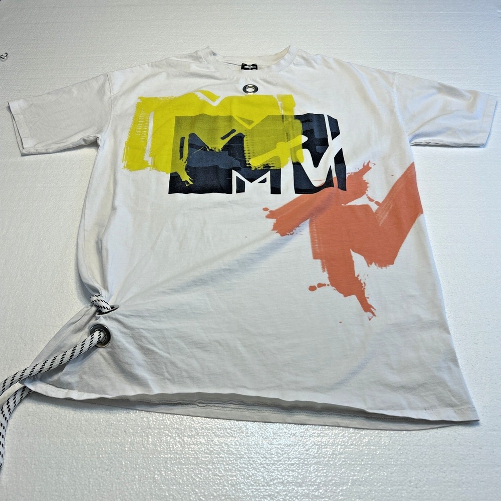 MTV x River Island Shirt Size Medium Front Tie AOP